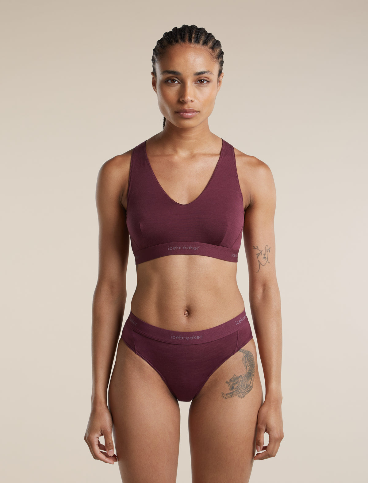 Women's Merino Blend 125 Cool-Lite™ Sprite Racerback Bra Dark Berry - 1