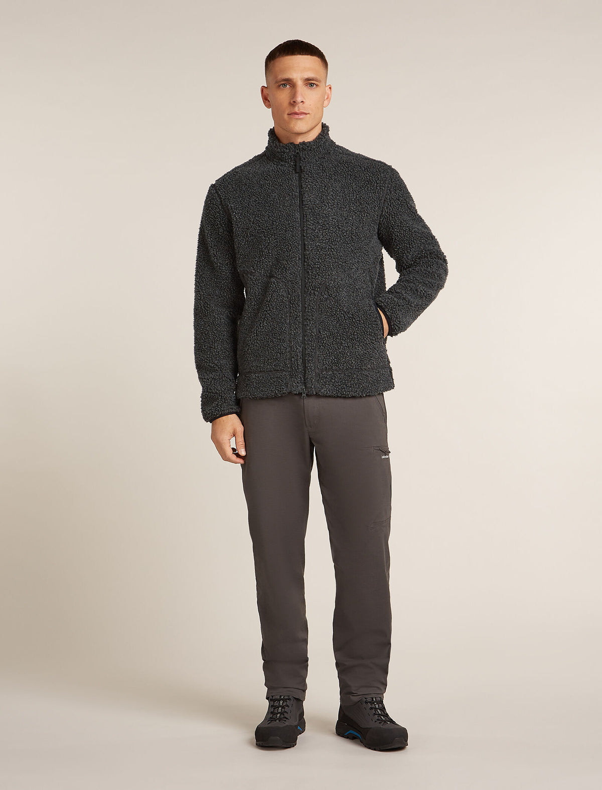 Men's Merino Blend 960 RealFleece™ High Pile Long Sleeve Zip Jacket Jet Heather/Black - 3
