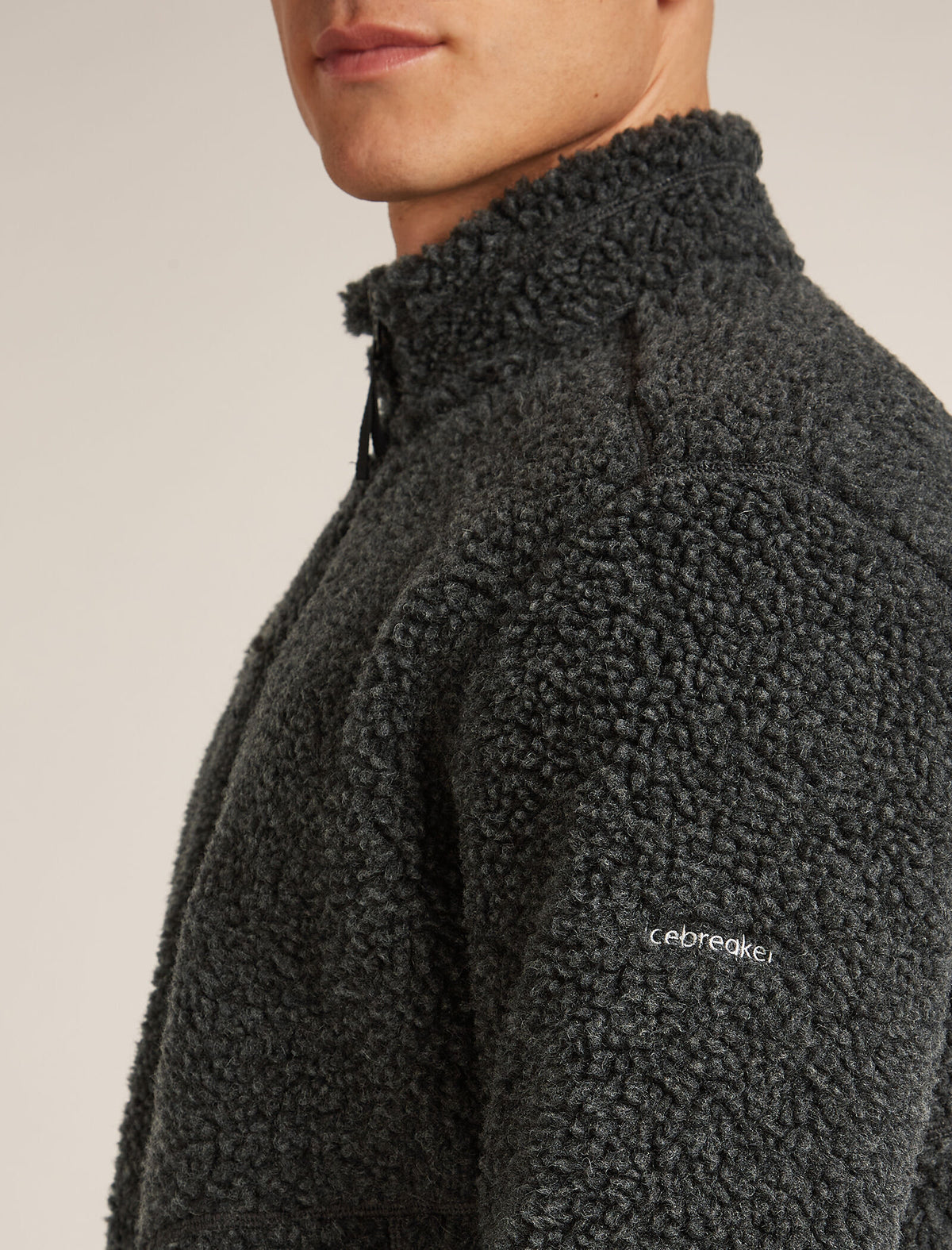 Men's Merino Blend 960 RealFleece™ High Pile Long Sleeve Zip Jacket Jet Heather/Black - 5