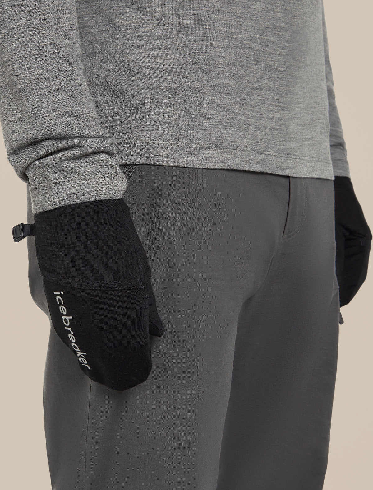 Unisex Merino 200 Convertible Mittens Black - 3