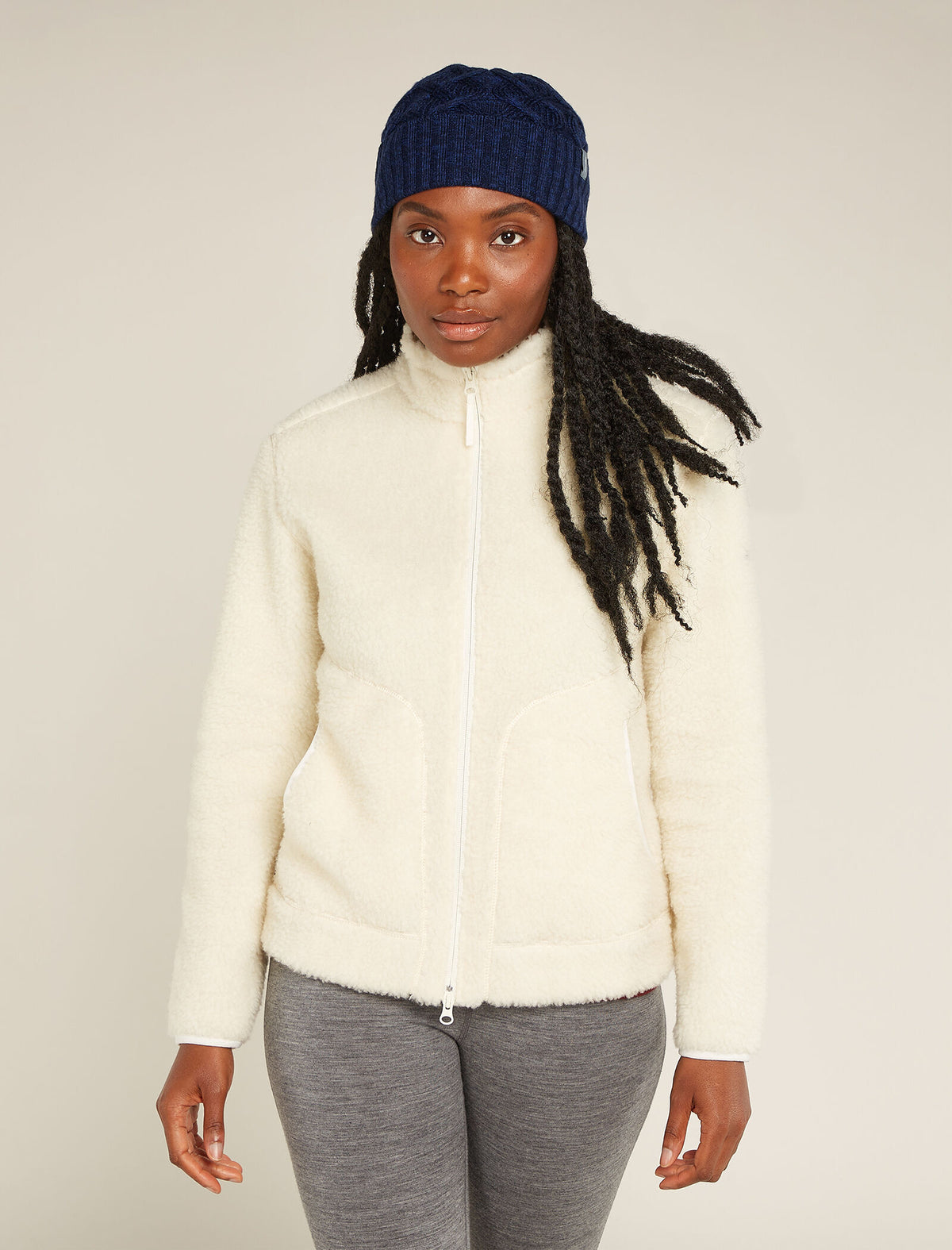 Unisex Merino Cable Knit Beanie Midnight Navy/Royal Navy - 5