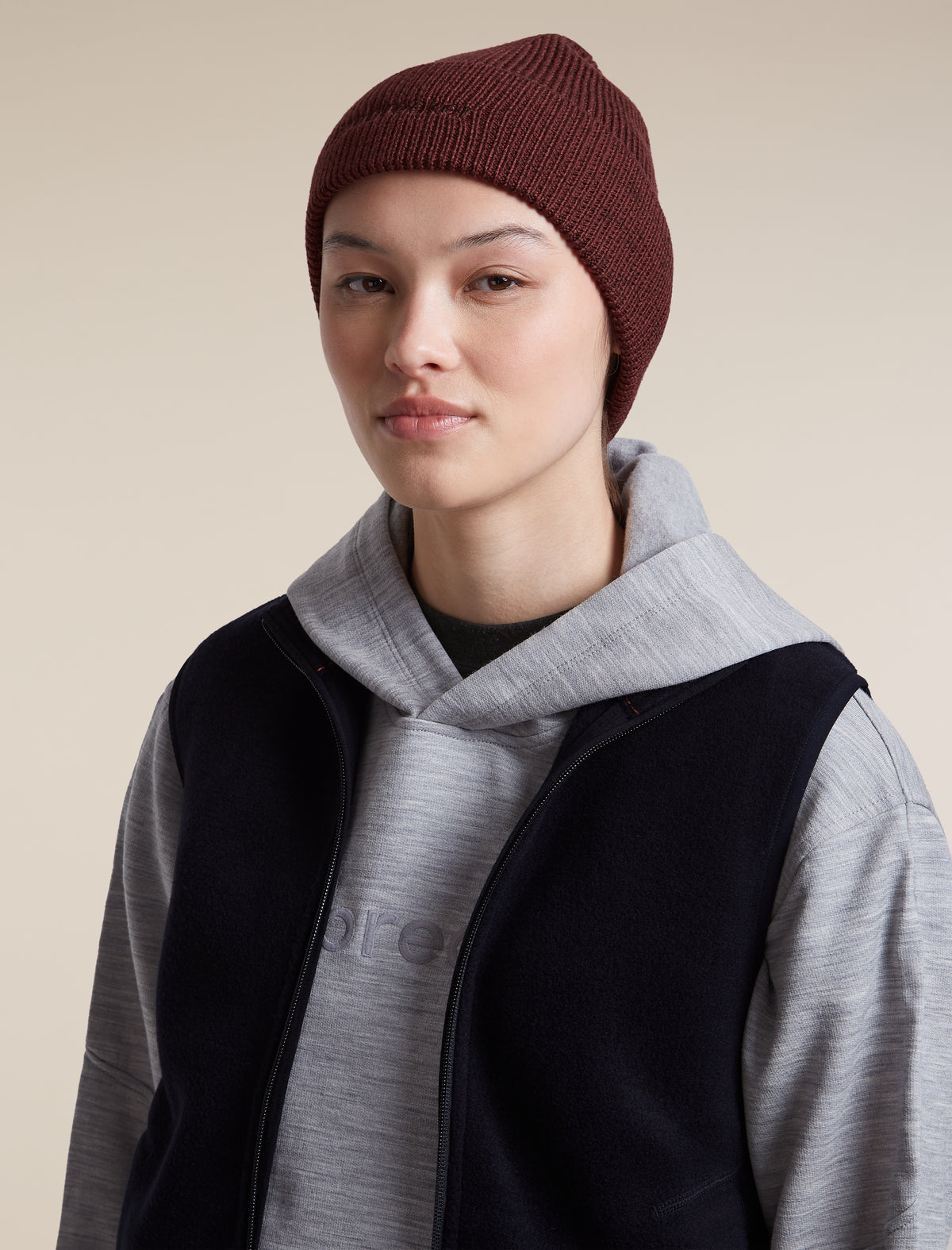 Unisex Merino All Day Toque Beanie Port/Bittersweet - 5
