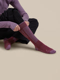Women's Merino Blend Ski+ Light Over The Calf Socks Dark Berry/Grey Plum/Zinc Blue - 5