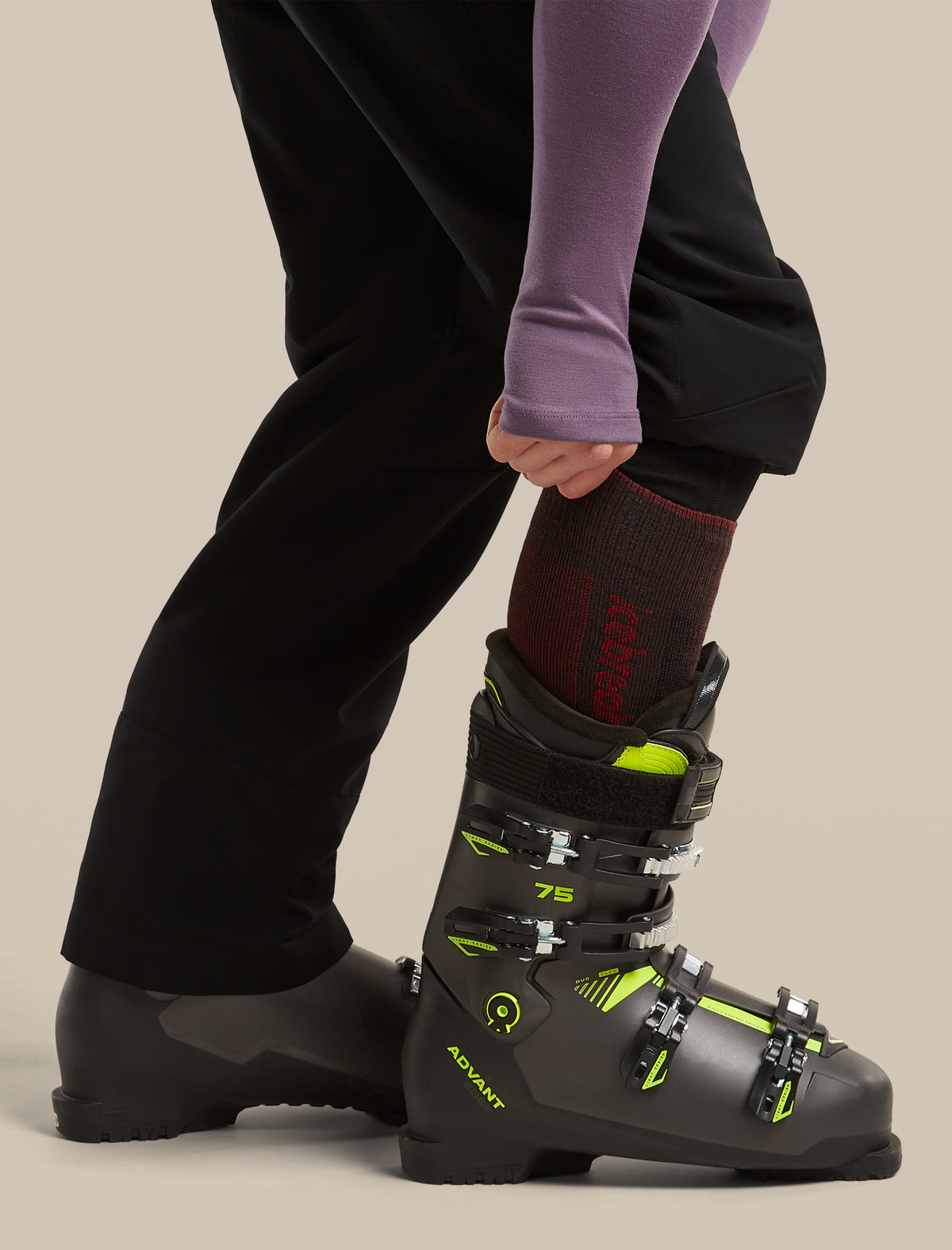 Men's Merino Blend Ski+ Light Over The Calf Socks Bittersweet/Port - 4