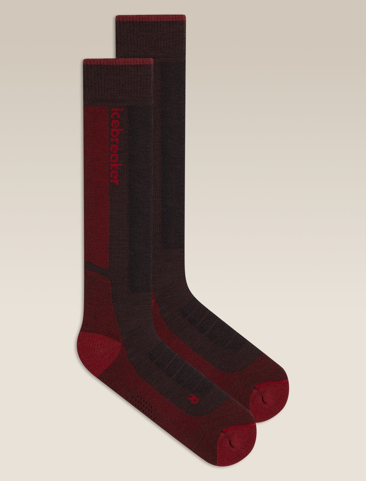 Men's Merino Blend Ski+ Medium Over The Calf Socks Bittersweet/Port - 1