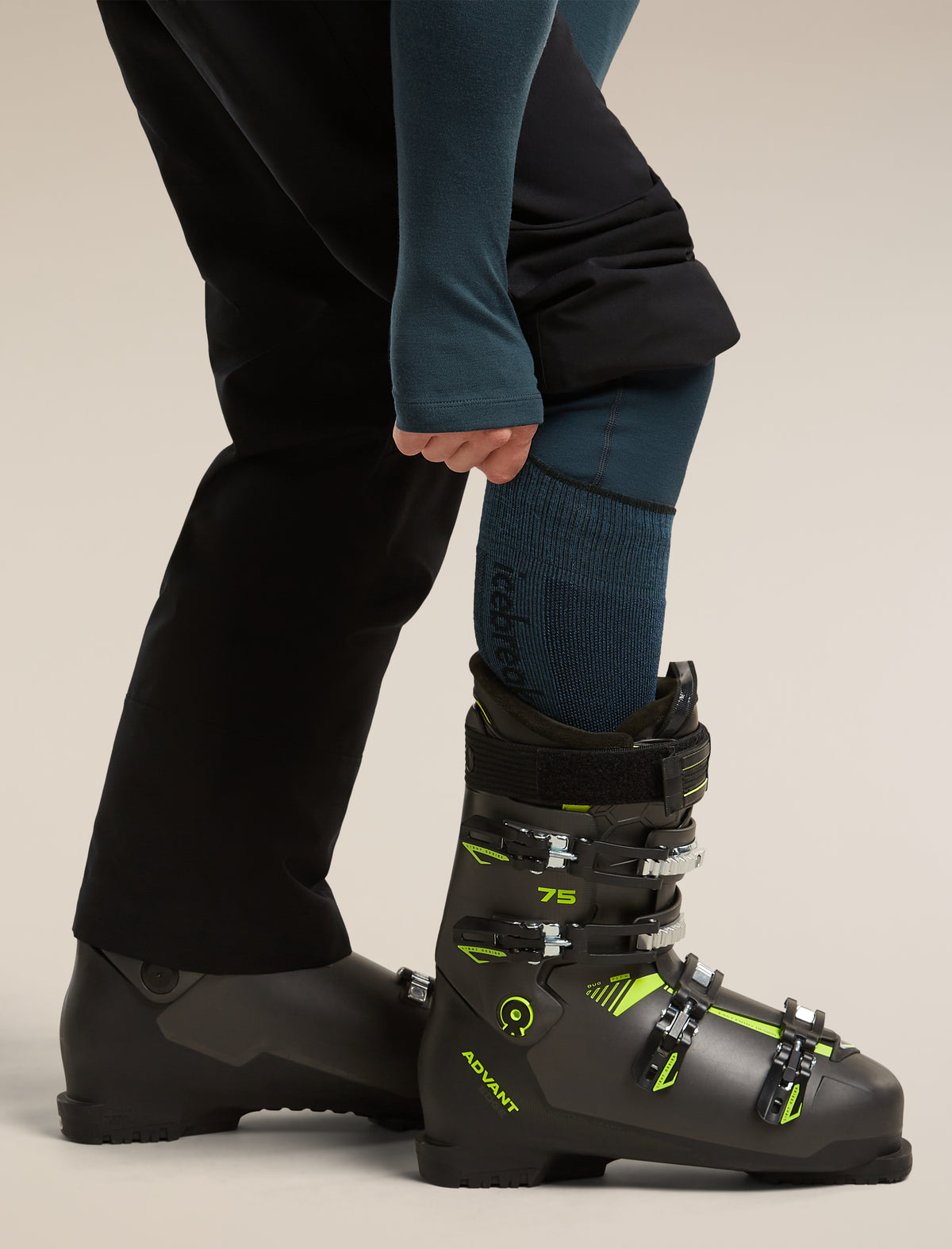 Men's Merino Blend Ski+ Medium Over The Calf Socks Abyss/Black - 4