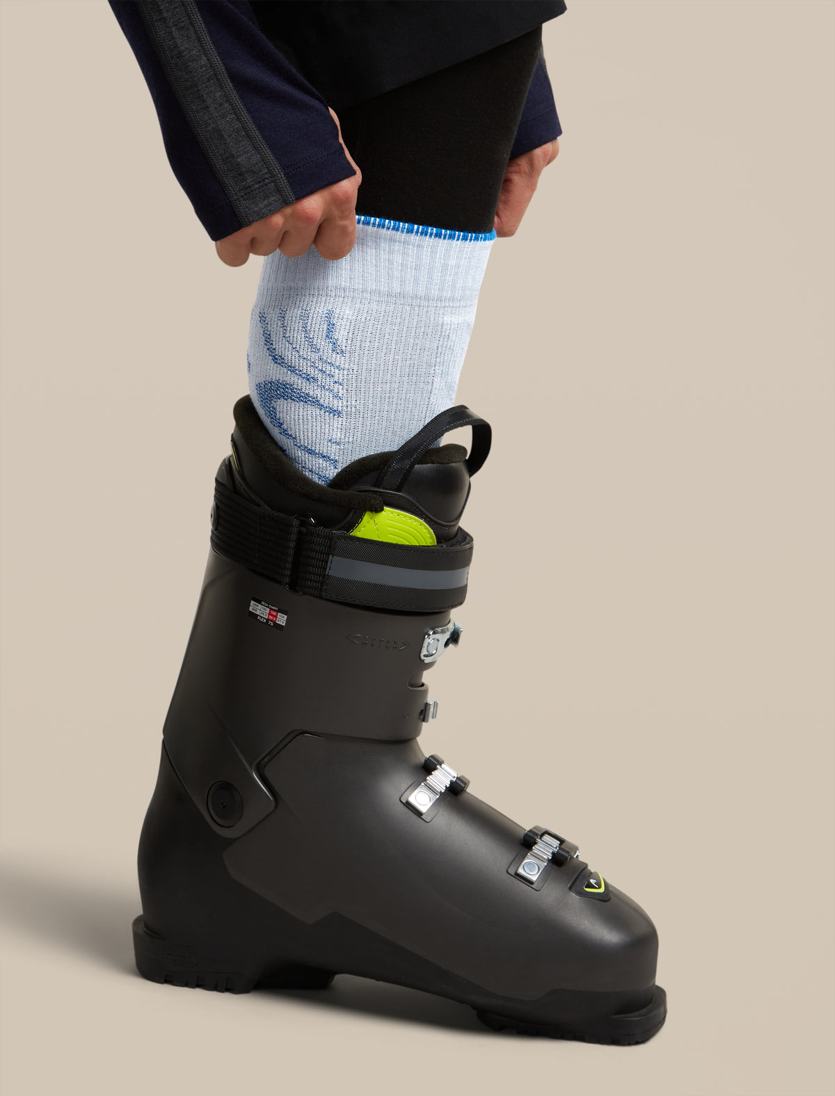 Men's Merino Blend Ski+ Medium Over The Calf Socks Mountain Contour Zinc Blue/Lazurite - 4
