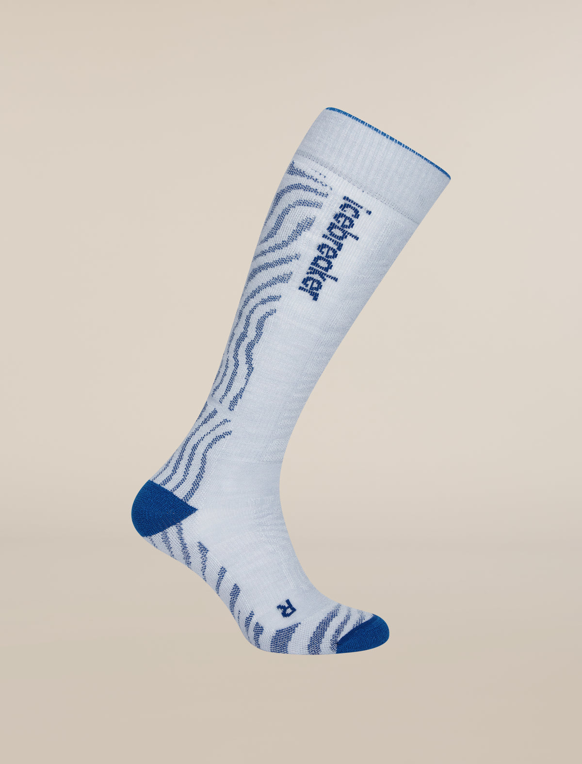 Men's Merino Blend Ski+ Medium Over The Calf Socks Mountain Contour Zinc Blue/Lazurite - 3