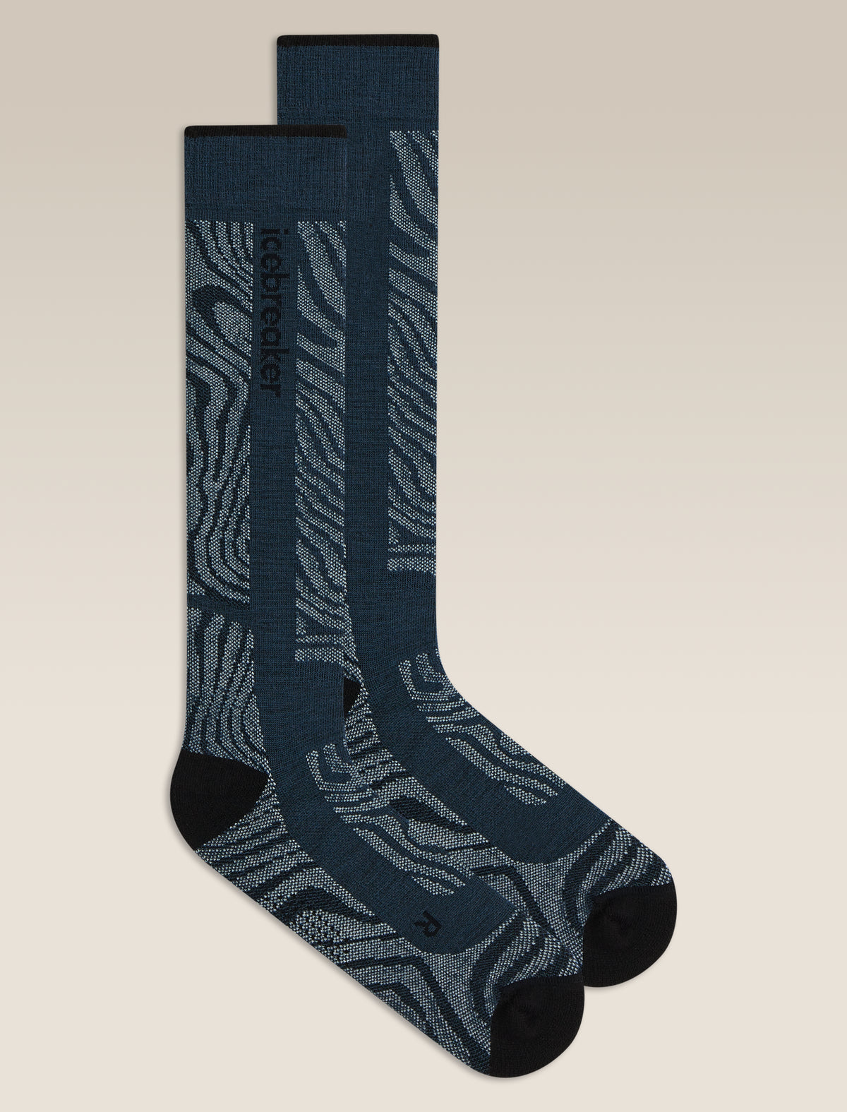 Men's Merino Blend Ski+ Medium Over The Calf Socks Mountain Contour Abyss/Black/Snow - 1