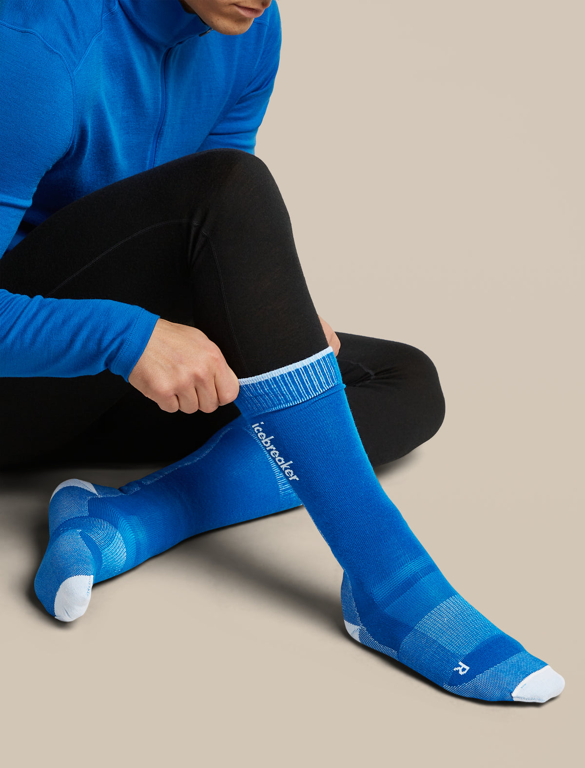 Men's Merino Blend Ski+ Ultralight Over The Calf Socks Lazurite/Snow - 5