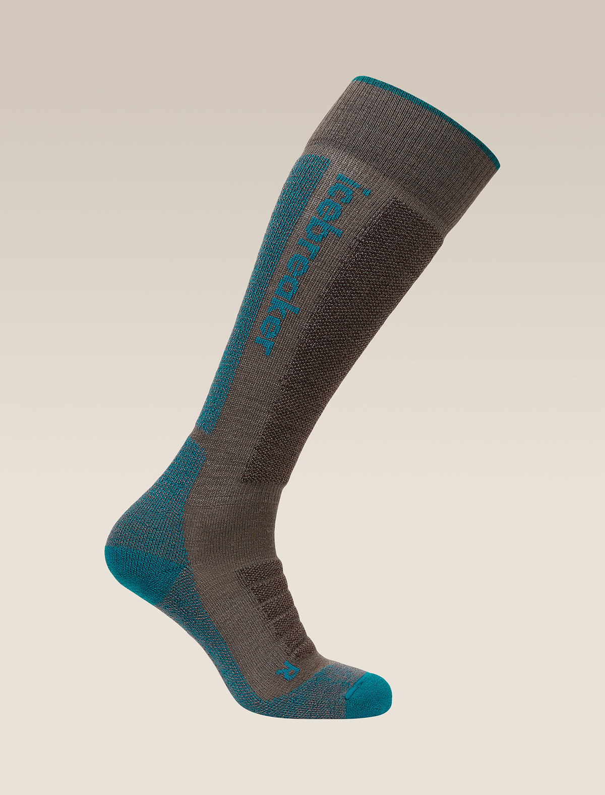 Women's Merino Blend Ski+ Medium Over The Calf Socks Porcini/Tidal Teal - 5