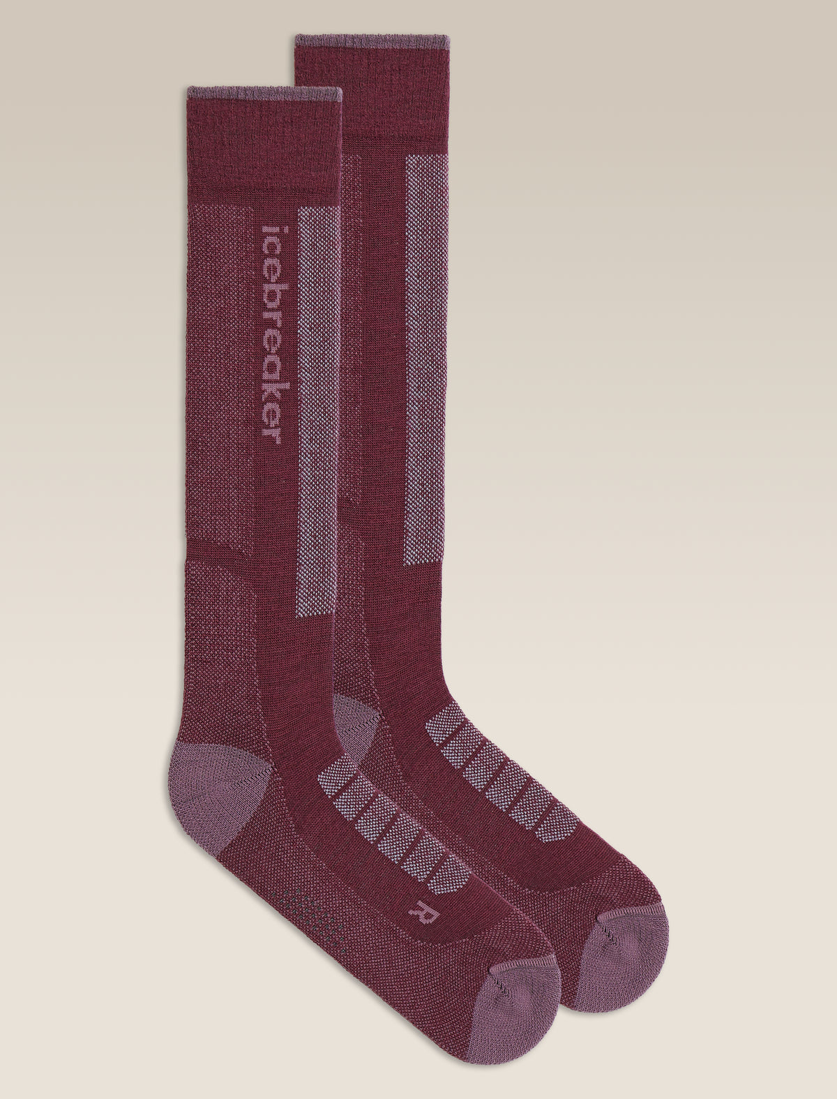 Women's Merino Blend Ski+ Medium Over The Calf Socks Dark Berry/Grey Plum/Zinc Blue - 1