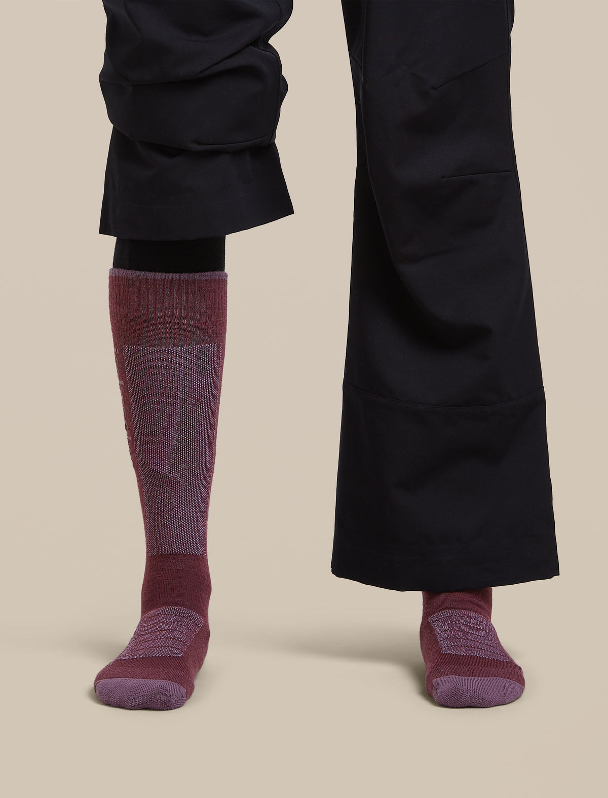 Women's Merino Blend Ski+ Medium Over The Calf Socks Dark Berry/Grey Plum/Zinc Blue - 2
