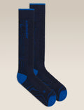 Women's Merino Blend Ski+ Medium Over The Calf Socks Mountain Contour Midnight Navy/Lazurite/Black - 1