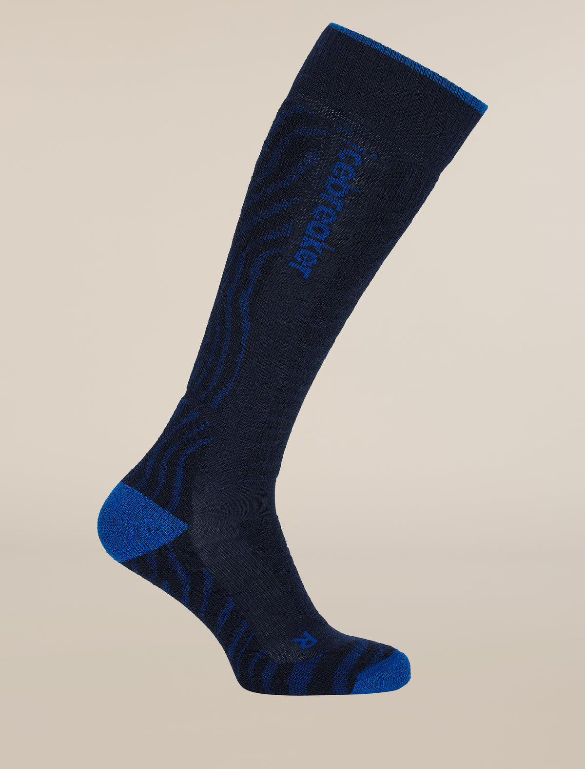 Women's Merino Blend Ski+ Medium Over The Calf Socks Mountain Contour Midnight Navy/Lazurite/Black - 3
