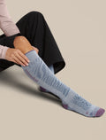 Women's Merino Blend Ski+ Medium Over The Calf Socks Mountain Contour Zinc Blue/Grey Plum/Dawn - 5
