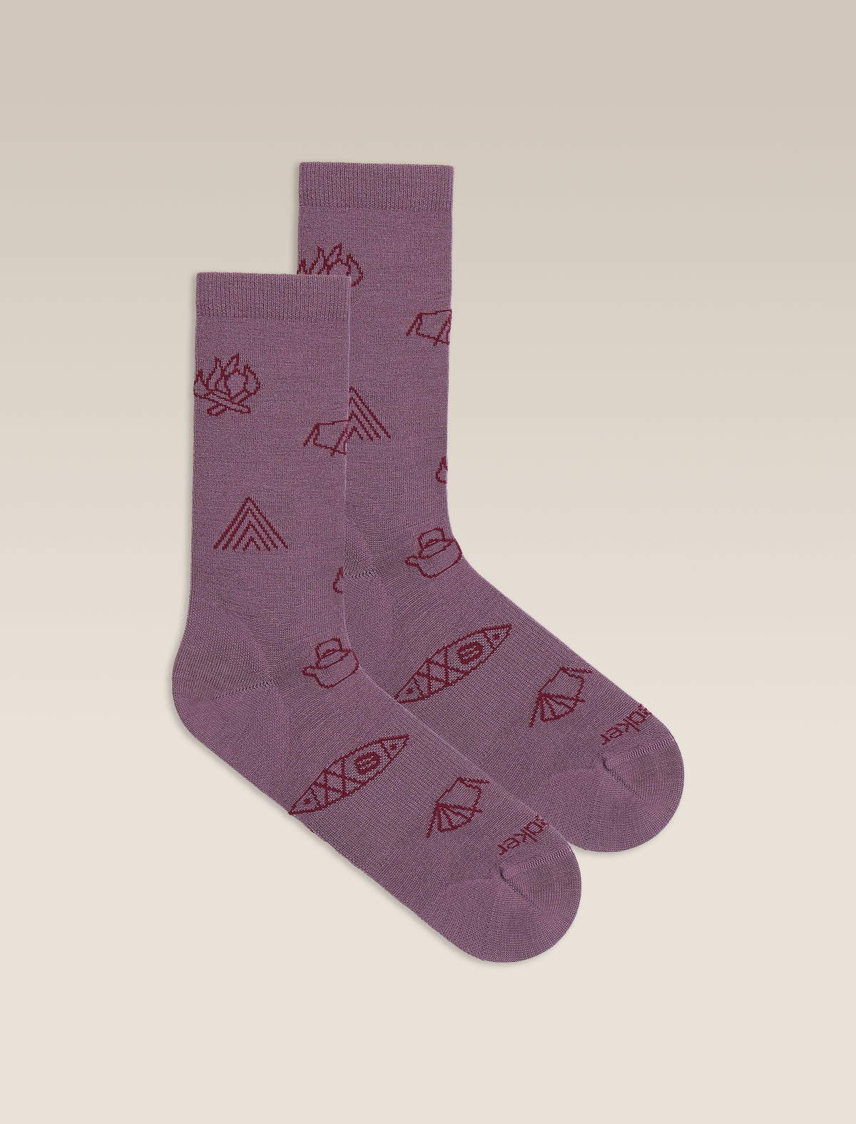 Women's Merino Lifestyle Ultralight Crew Camp Essentials Socks Grey Plum/Dark Berry - 1