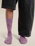 Women's Merino Lifestyle Ultralight Crew Camp Essentials Socks Grey Plum/Dark Berry - 2