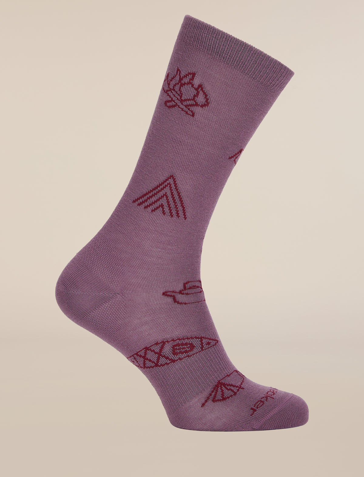 Women's Merino Lifestyle Ultralight Crew Camp Essentials Socks Grey Plum/Dark Berry - 3