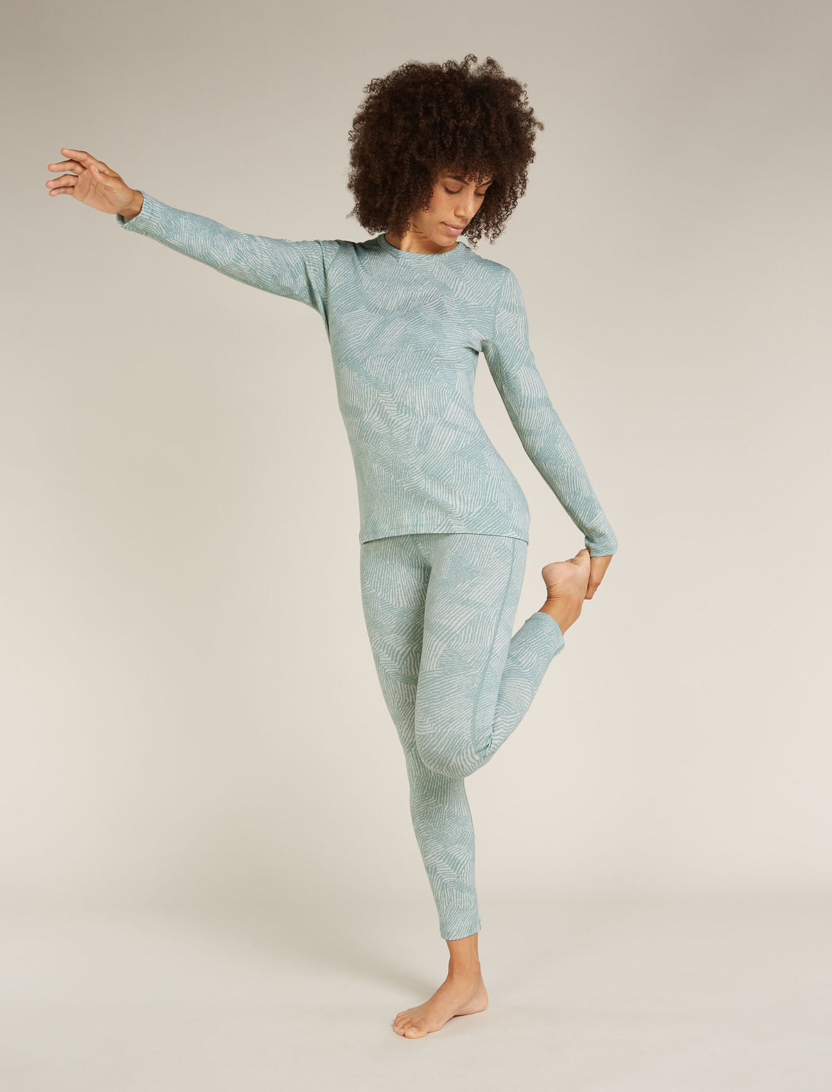 Women's Merino 260 Vertex Thermal Leggings Frozen Forms Moss/Snow - 3