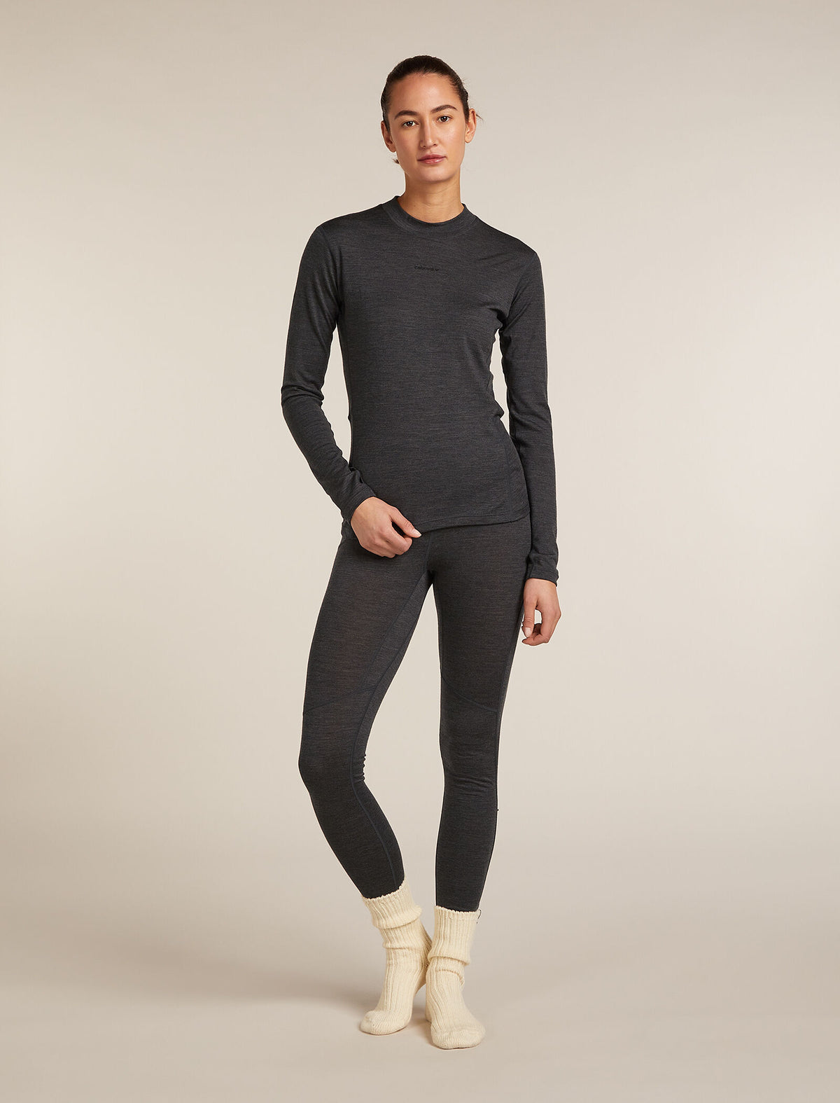 Women's 200 MerinoFine™ Ace Long Sleeve Mock Neck Thermal Top Jet Heather - 6