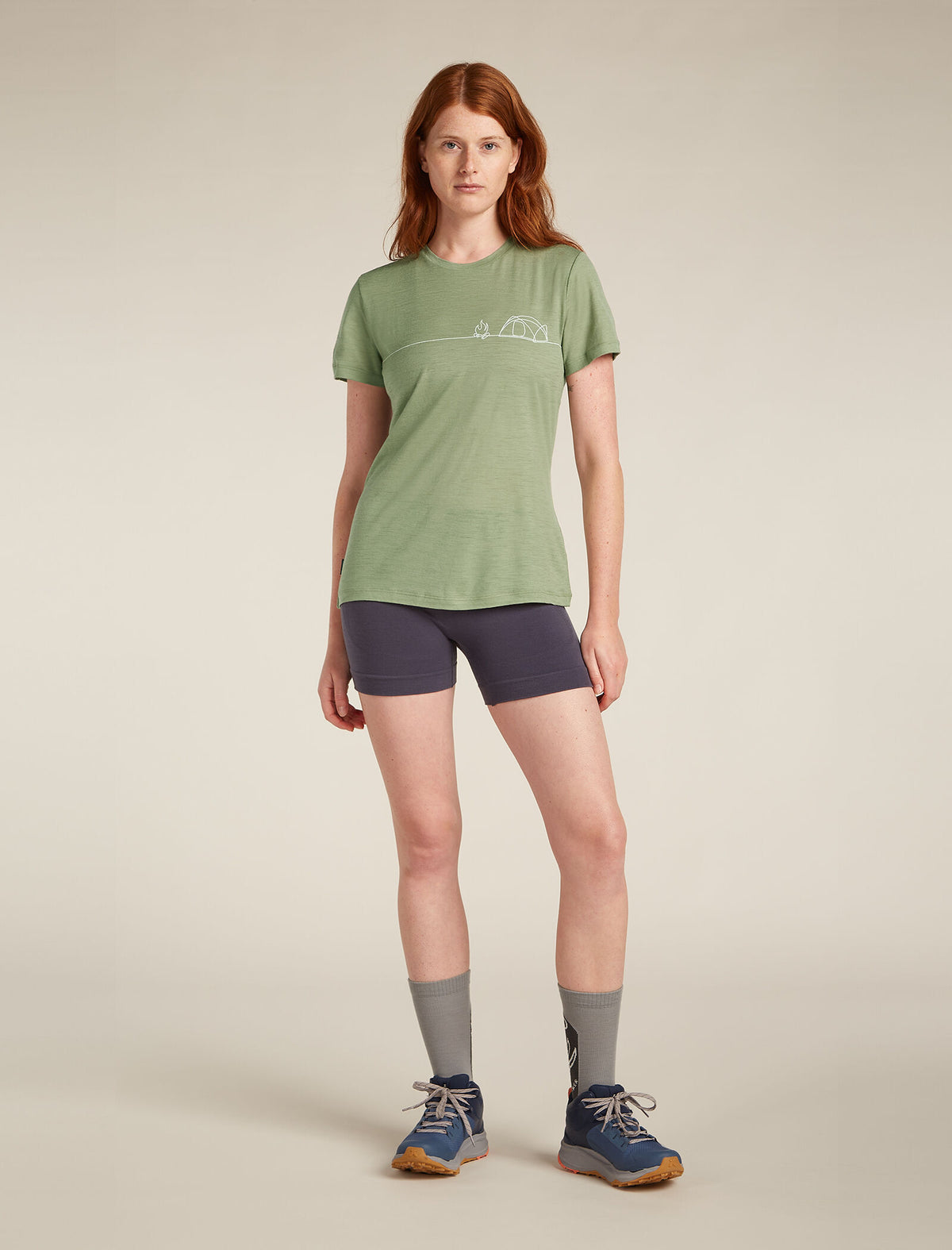 Women's Merino 150 Tech Lite Short Sleeve T-Shirt Single Line Camp Oil/Black/Silver - 3