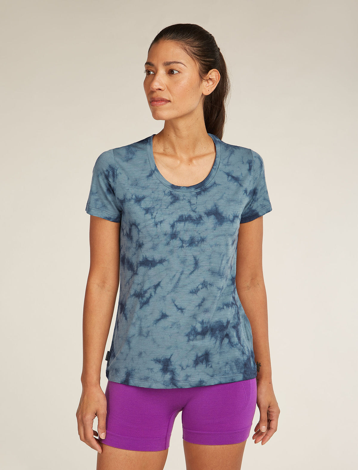Women's Merino 150 Tech Lite Short Sleeve Scoop T-Shirt Tee Cloud Dye Blue ash/dawn - 1