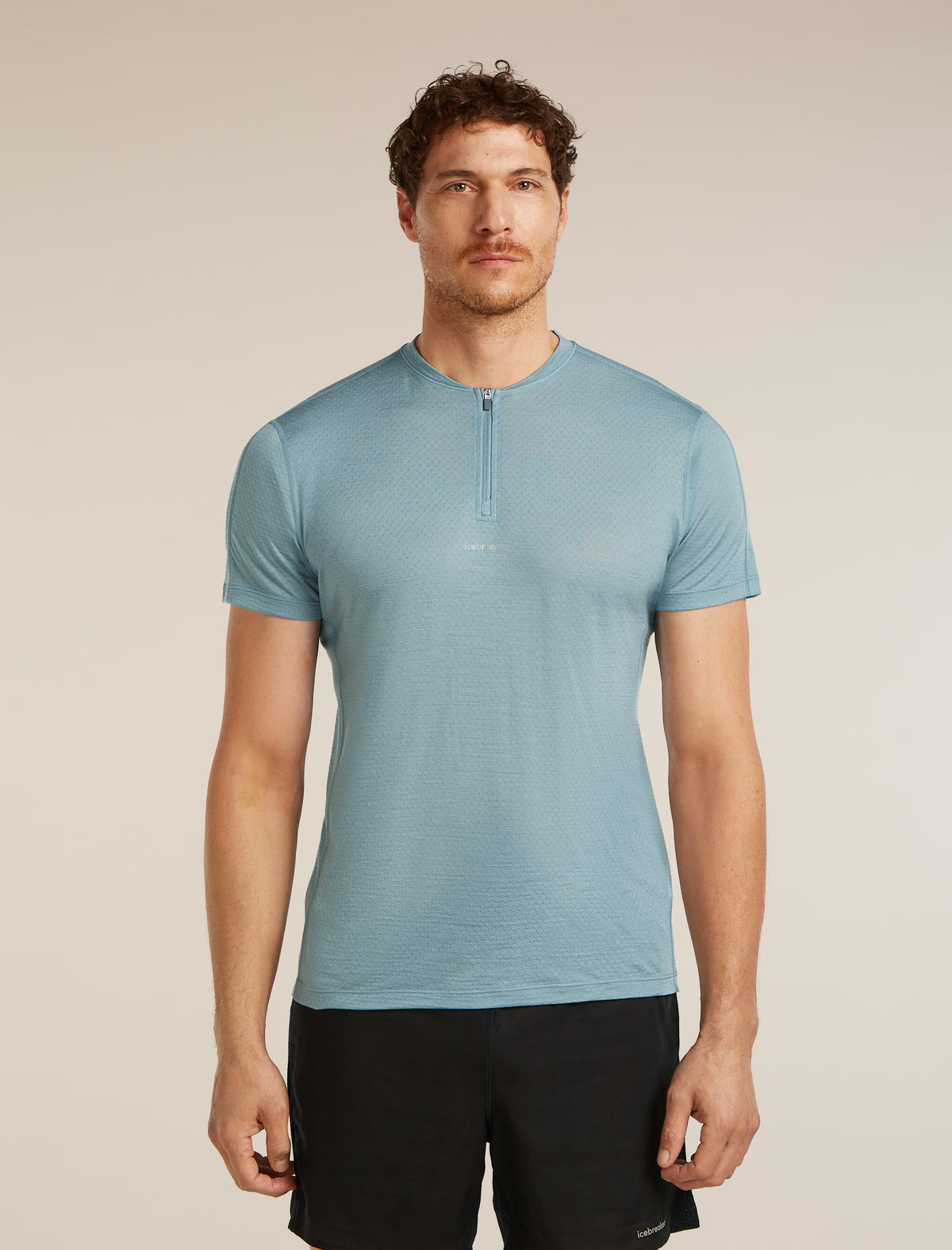 Men's Merino Blend 125 Cool-Lite™ Speed Short Sleeve Quarter Zip Flint Blue - 1