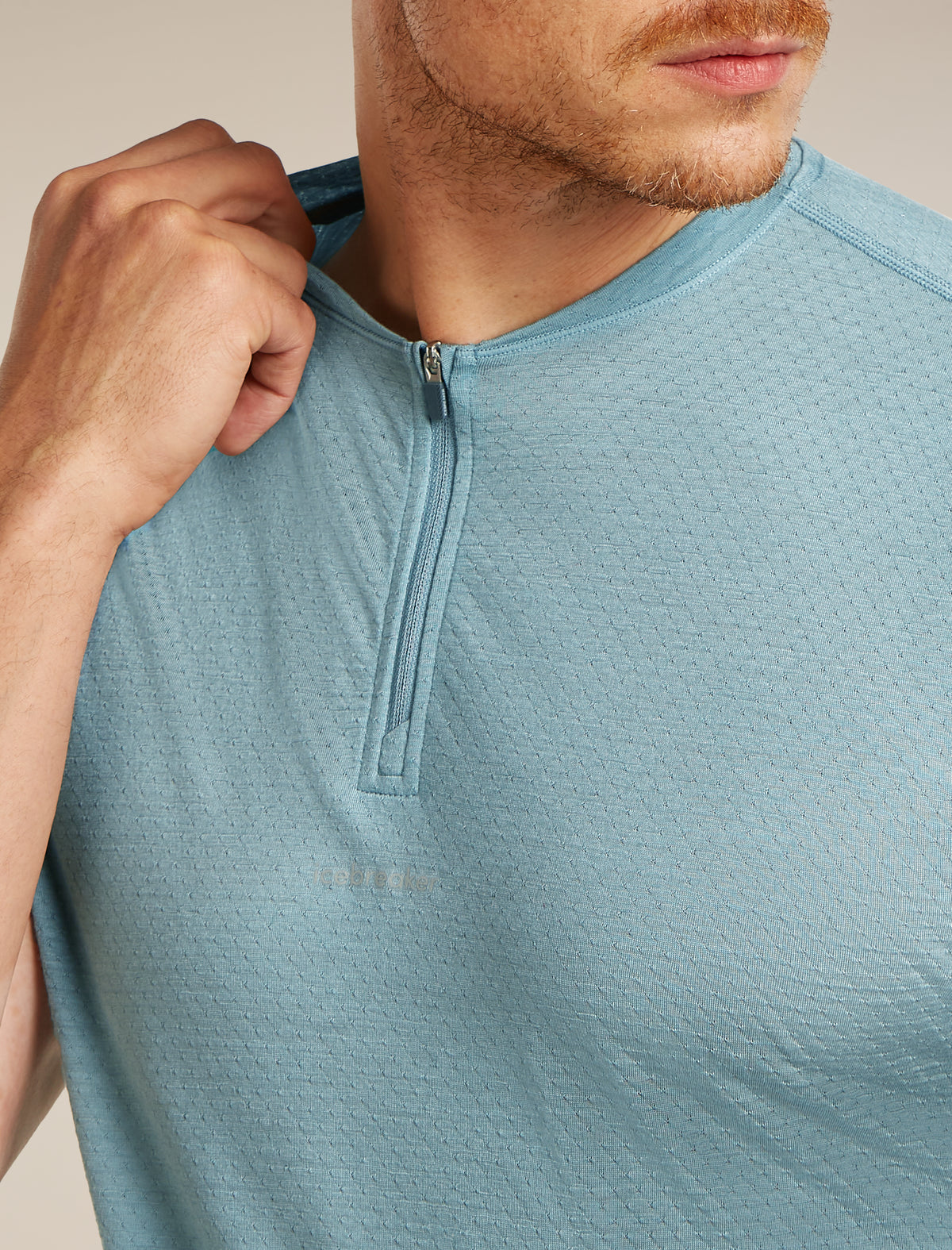 Men's Merino Blend 125 Cool-Lite™ Speed Short Sleeve Quarter Zip Flint Blue - 8