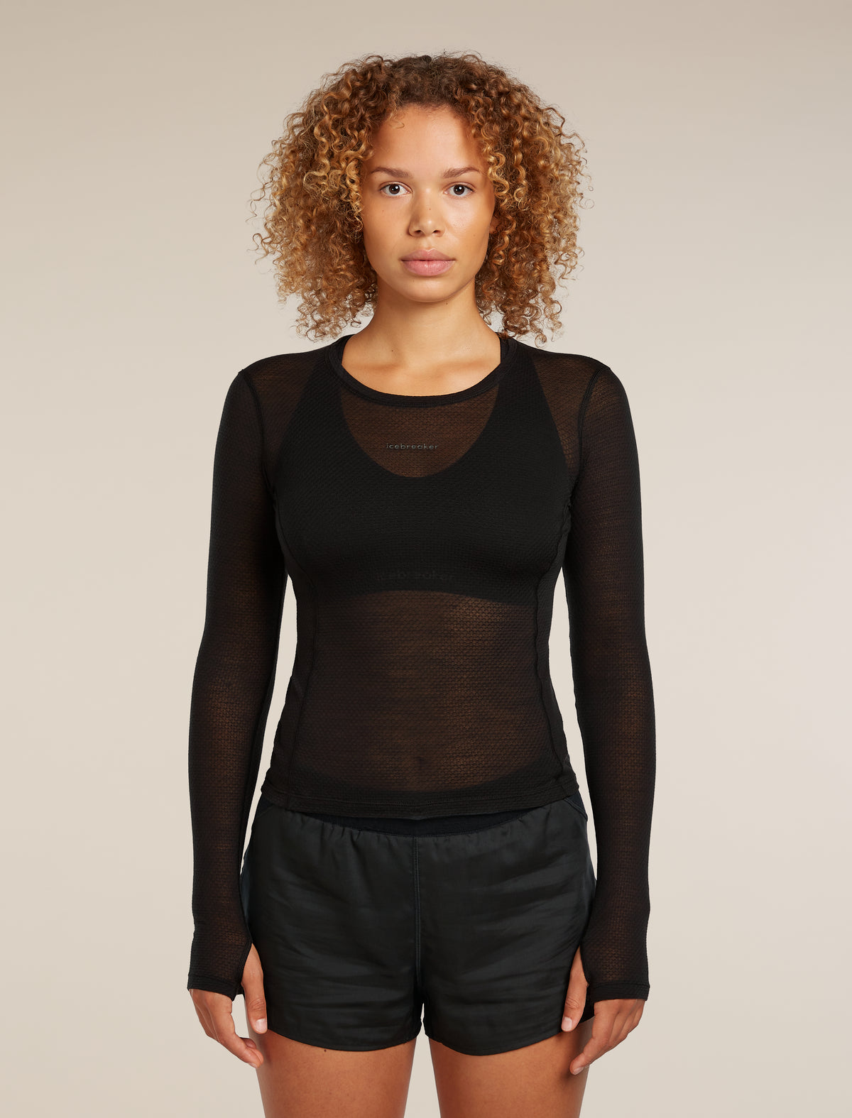 Merino Blend 75 Cool-Lite™ Featherlight™ Long Sleeve Crewe Thermal Top Black - 1