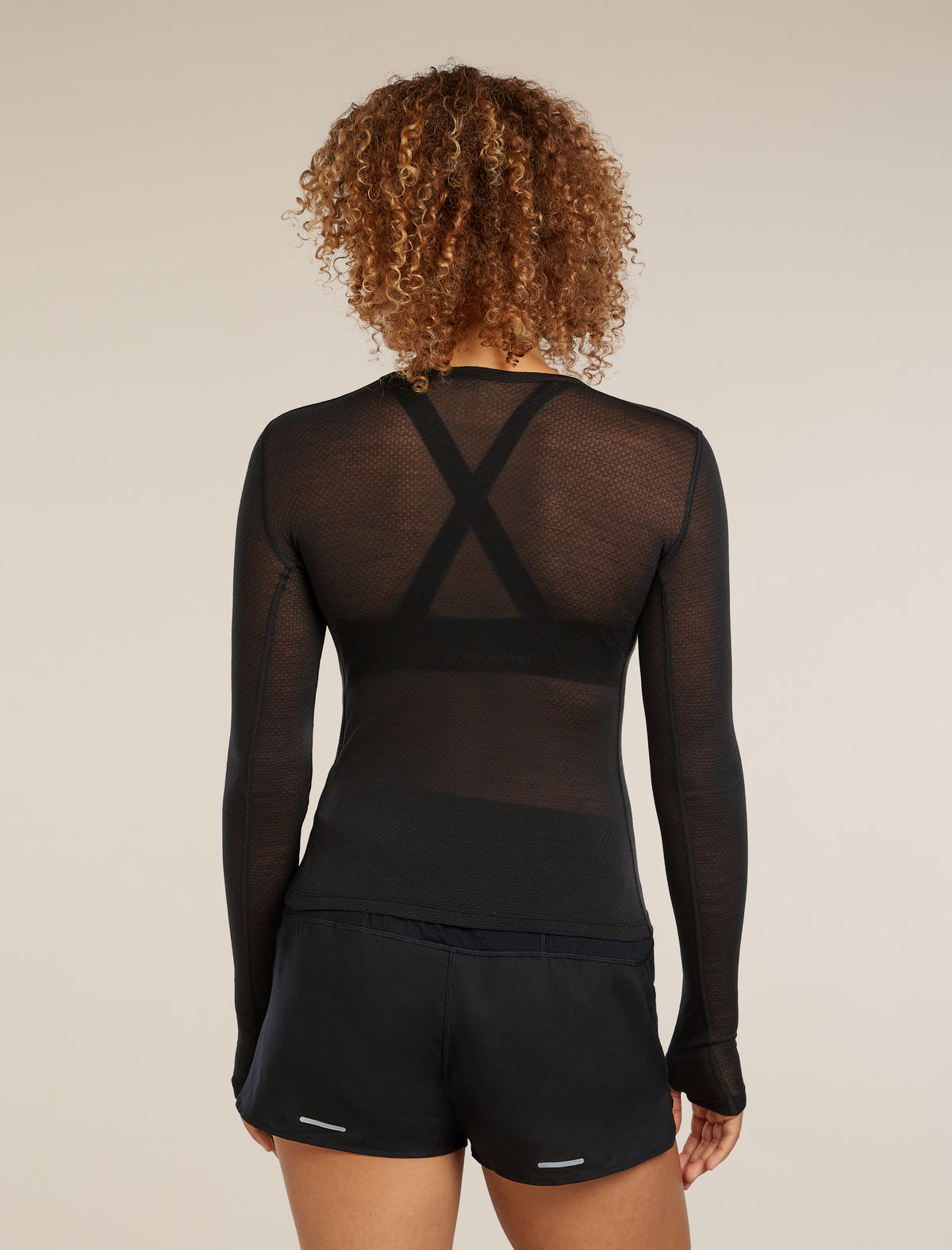 Merino Blend 75 Cool-Lite™ Featherlight™ Long Sleeve Crewe Thermal Top Black - 2