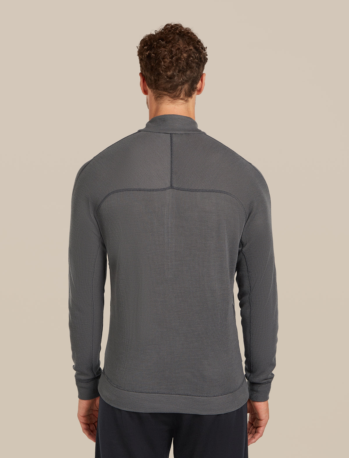 Men's Merino 260 Waffle Knit Wander Long Sleeve Half Zip Obsidian - 2