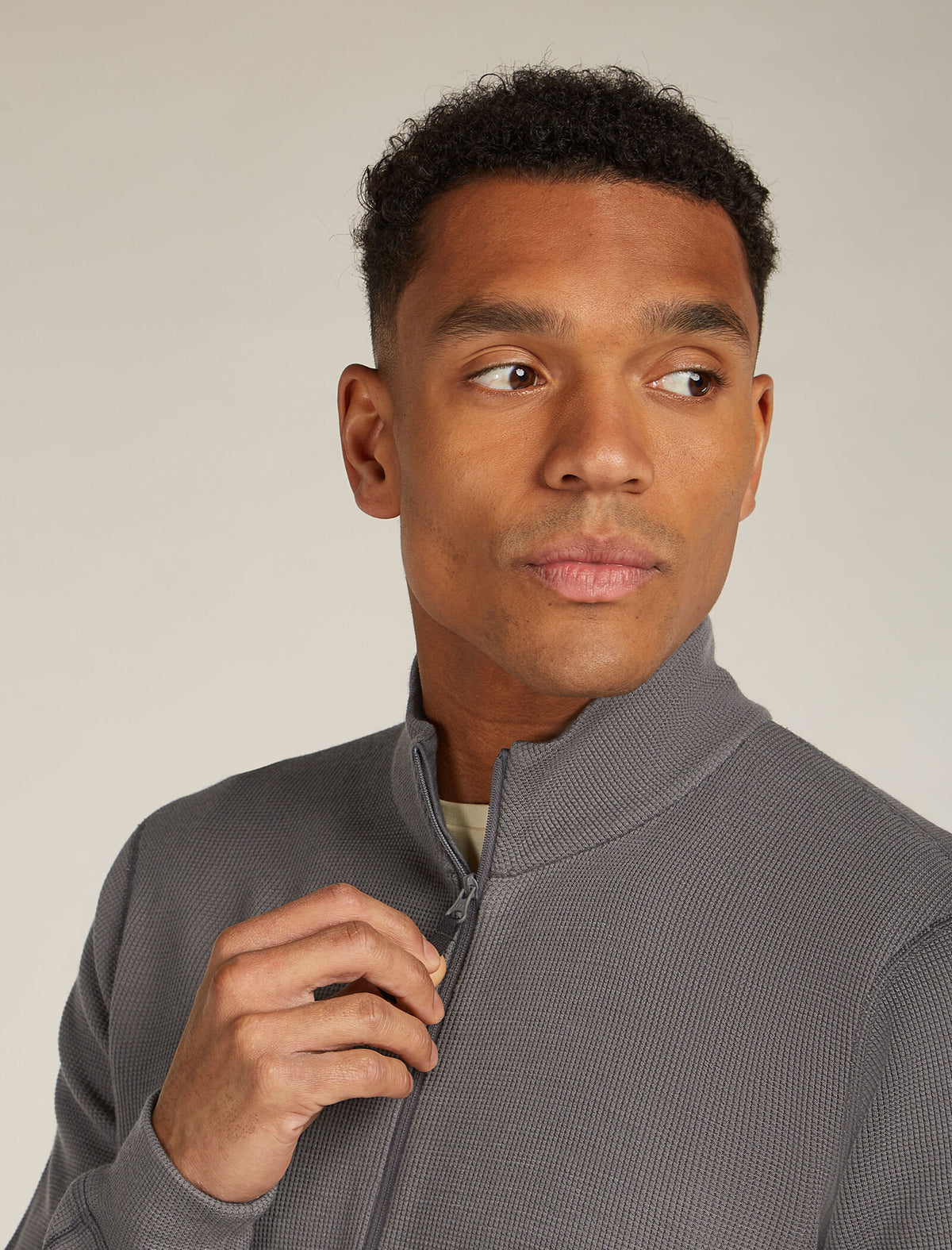 Men's Merino 260 Waffle Knit Wander Long Sleeve Half Zip Obsidian - 7