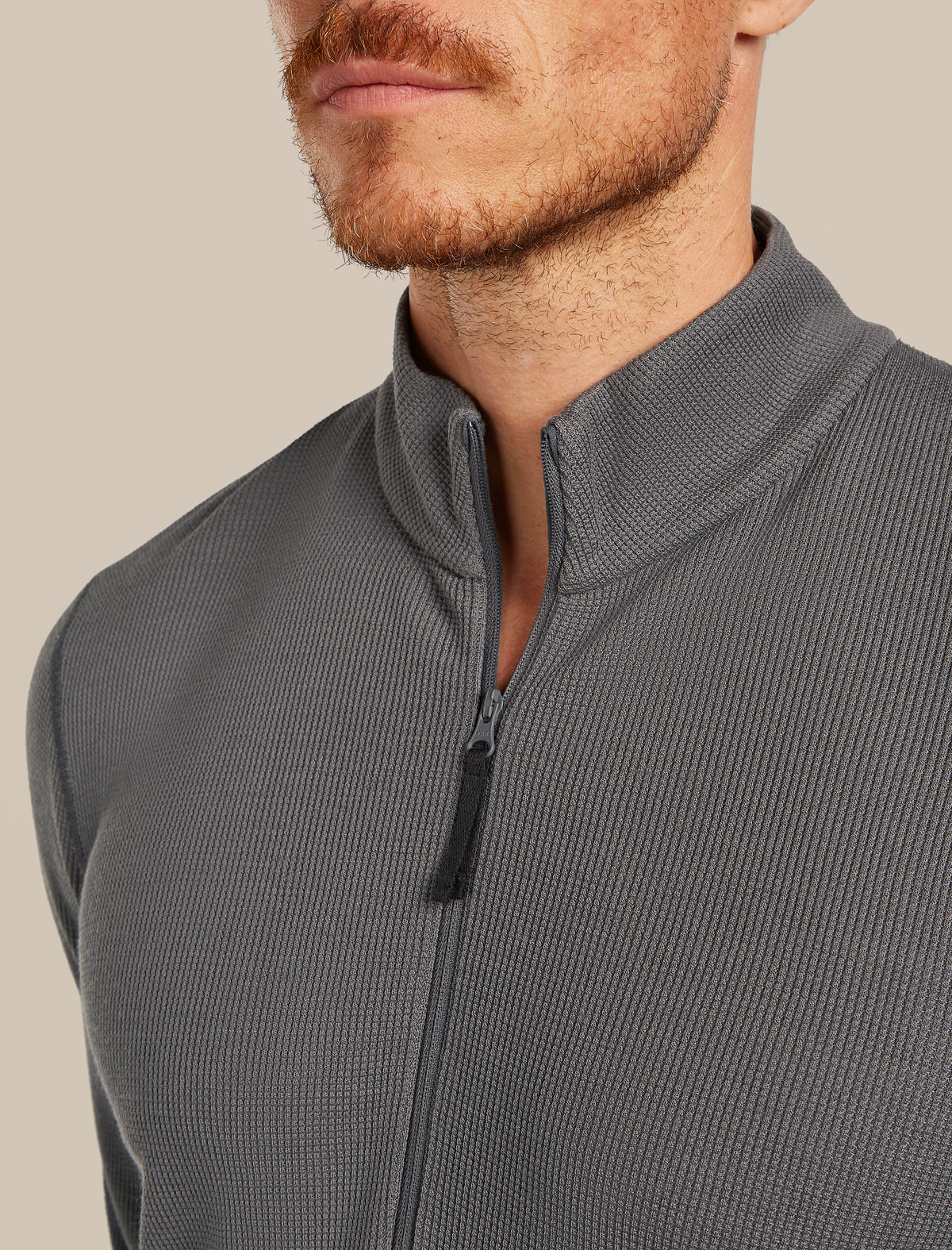 Men's Merino 260 Waffle Knit Wander Long Sleeve Half Zip Obsidian - 5
