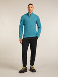 Men's Merino 260 Waffle Knit Wander Long Sleeve Half Zip Topaz - 3
