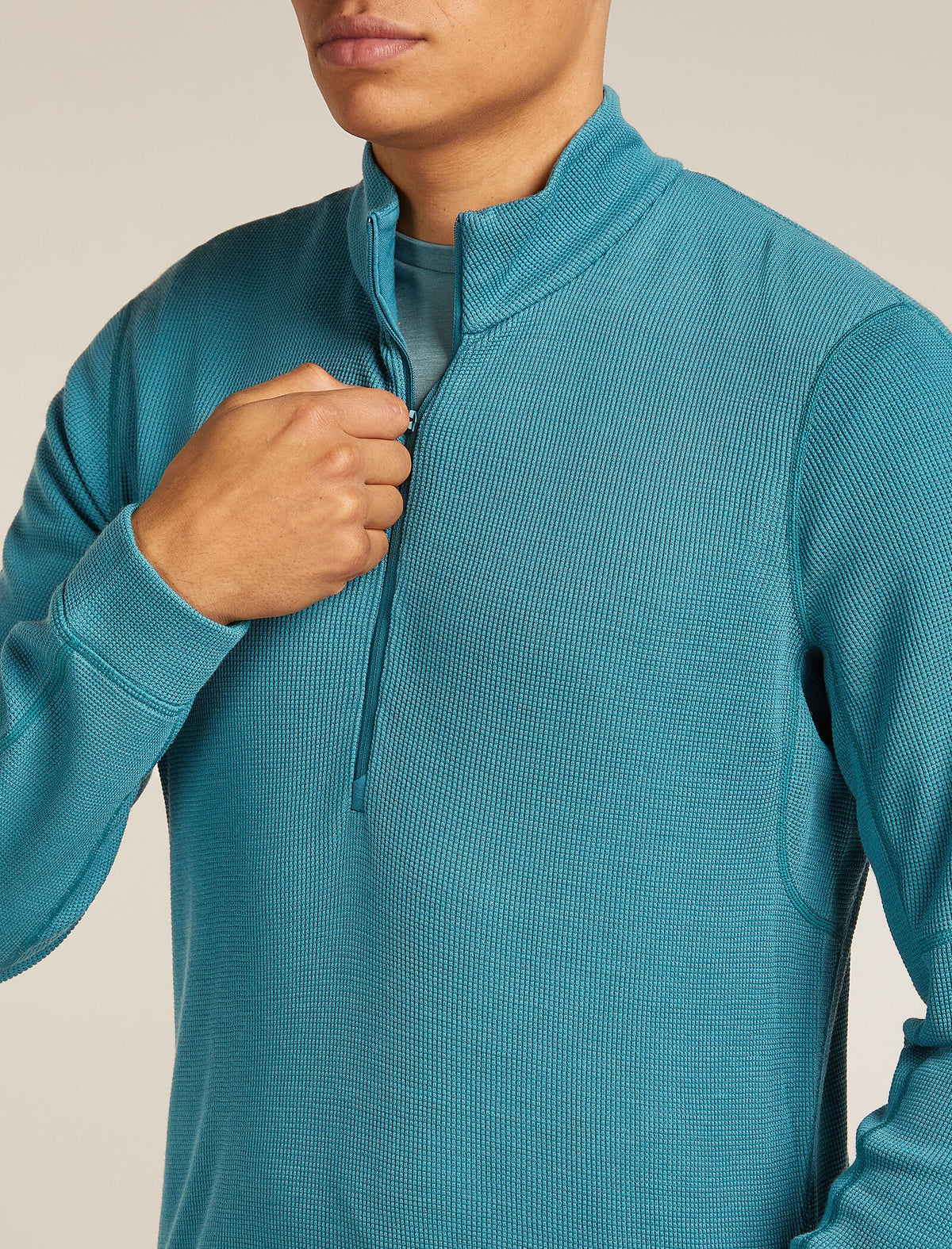 Men's Merino 260 Waffle Knit Wander Long Sleeve Half Zip Topaz - 6