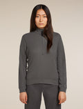 Women's Merino 260 Waffle Knit Wander Long Sleeve Half Zip Top Obsidian - 1