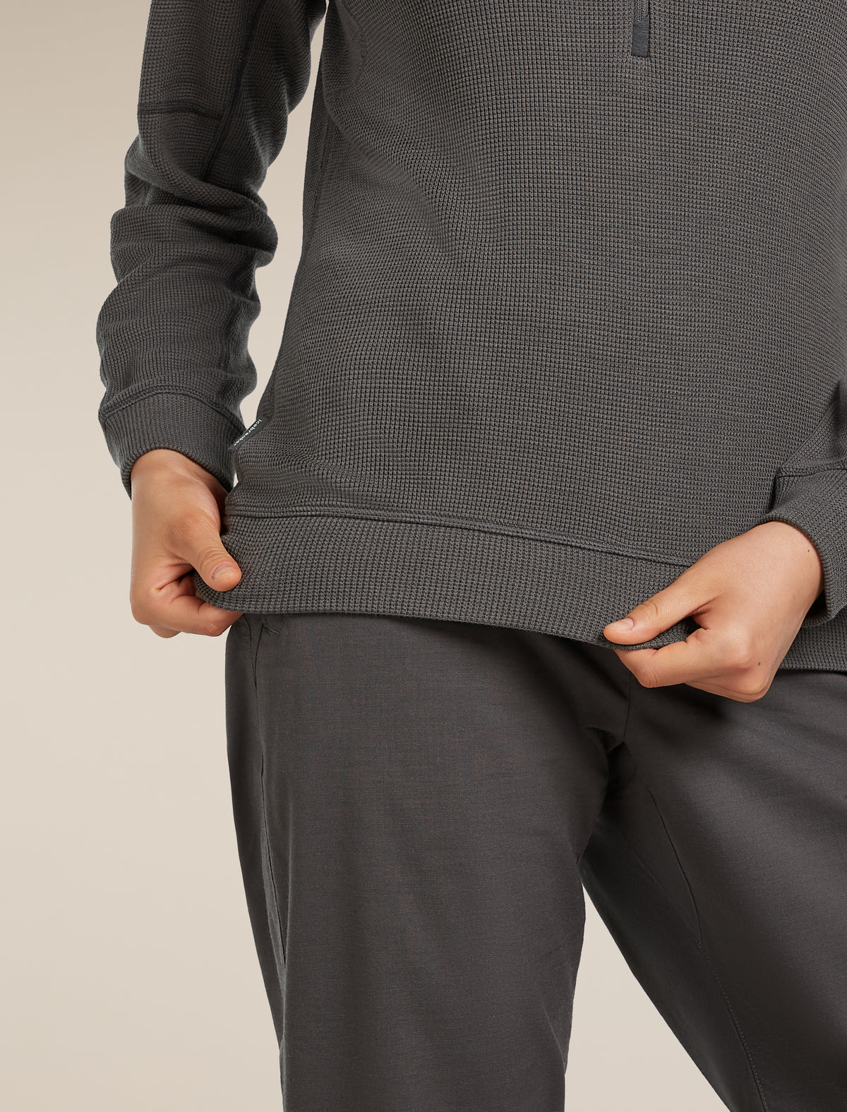 Women's Merino 260 Waffle Knit Wander Long Sleeve Half Zip Top Obsidian - 7
