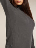 Women's Merino 260 Waffle Knit Wander Long Sleeve Half Zip Top Obsidian - 10