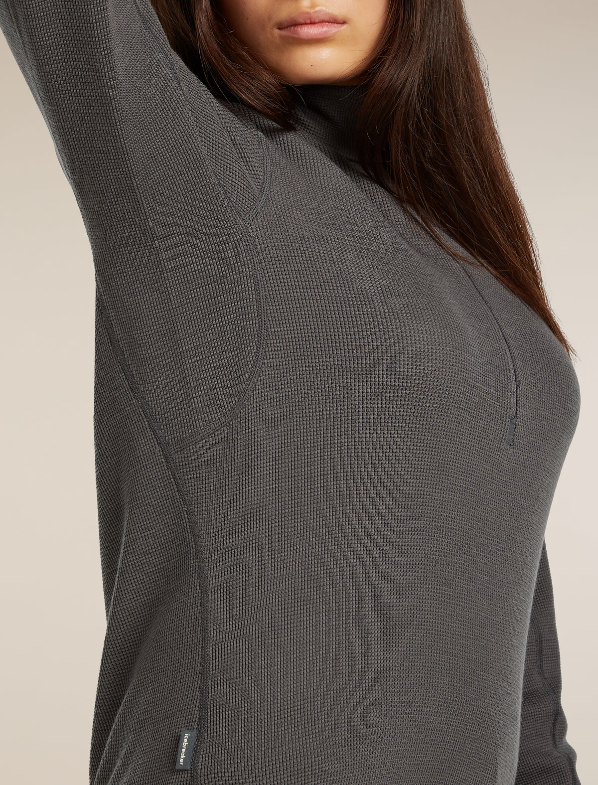 Women's Merino 260 Waffle Knit Wander Long Sleeve Half Zip Top Obsidian - 10