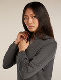 Women's Merino 260 Waffle Knit Wander Long Sleeve Half Zip Top Obsidian - 5