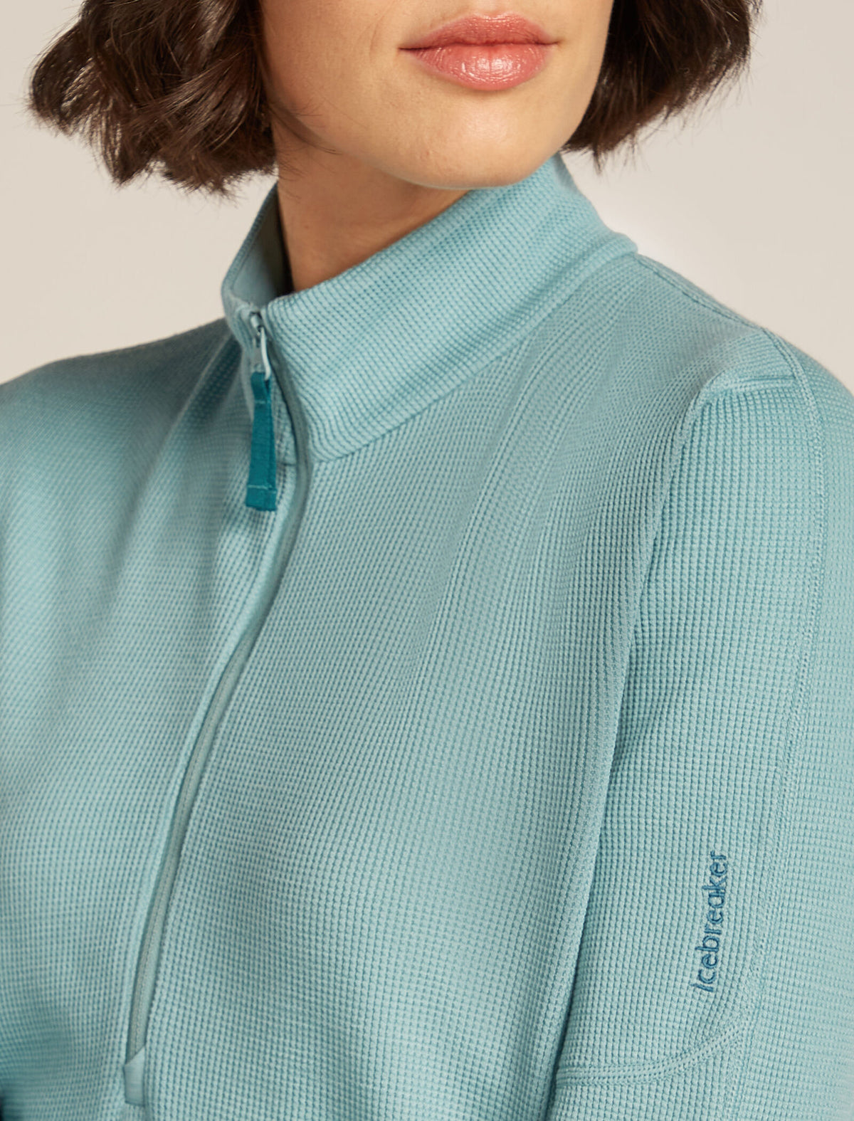 Women's Merino 260 Waffle Knit Wander Long Sleeve Half Zip Top Hydro - 5