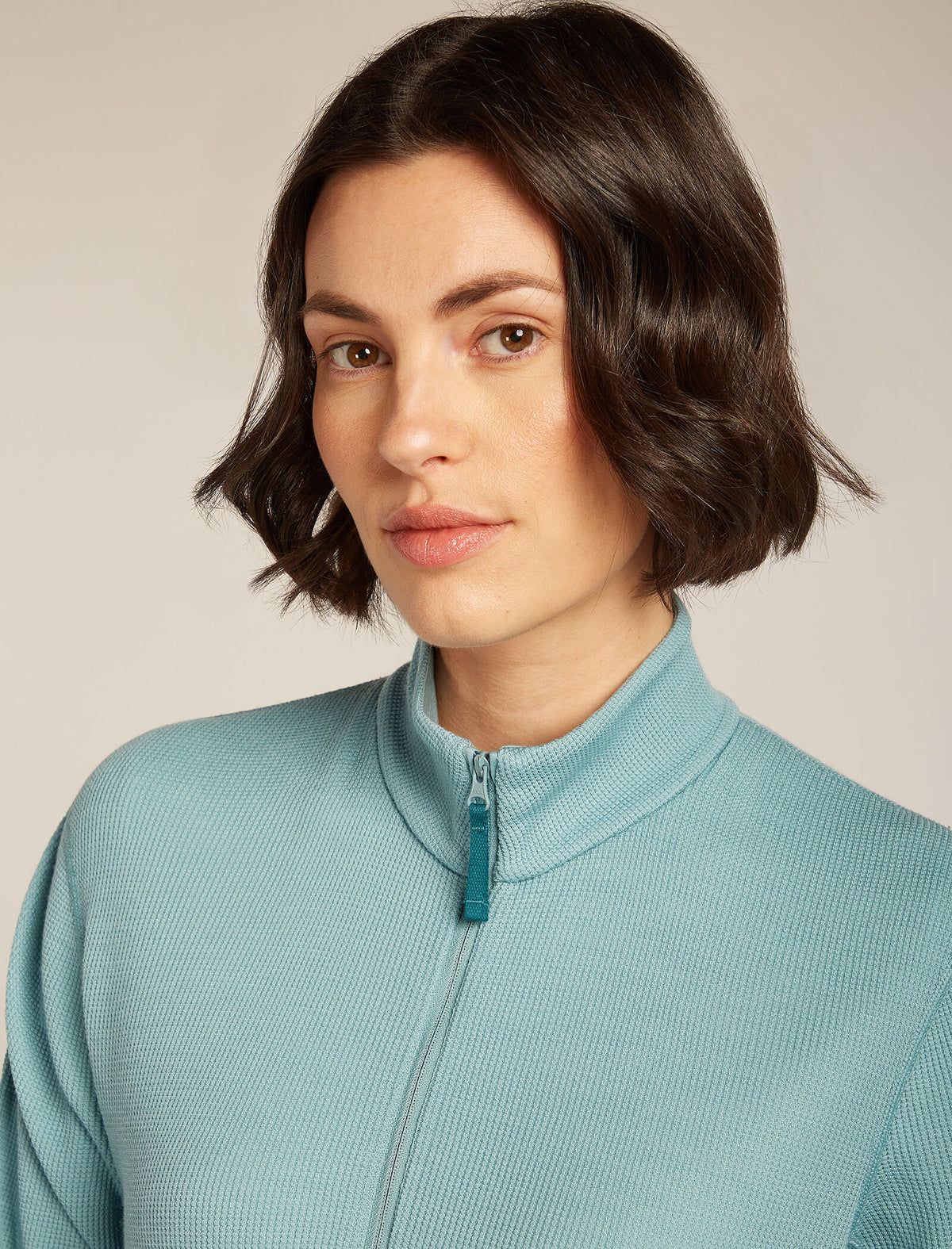 Women's Merino 260 Waffle Knit Wander Long Sleeve Half Zip Top Hydro - 7