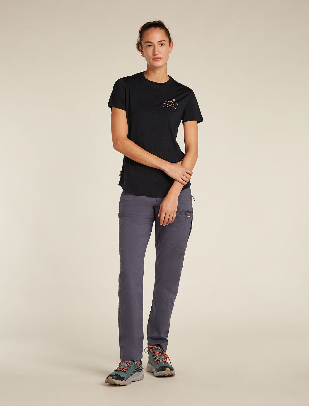 Women's Merino Blend 125 Cool-Lite™ Sphere Short Sleeve T-Shirt Across the Peaks Black - 3