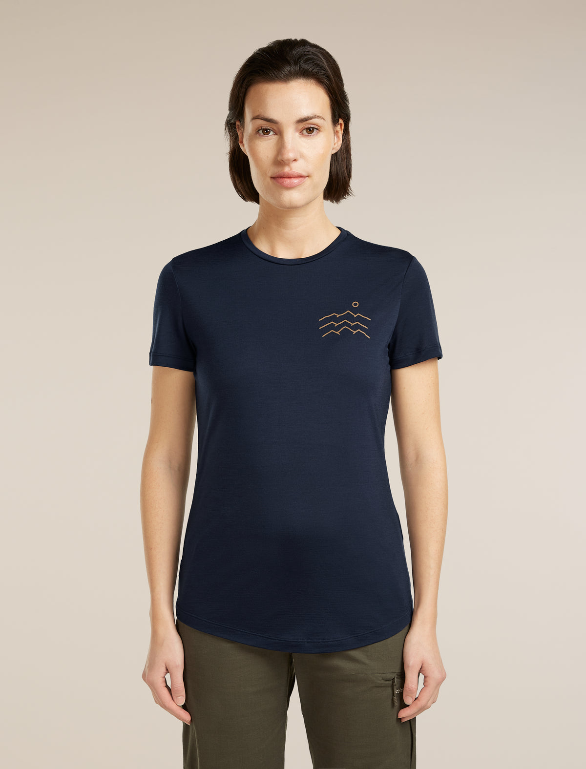 Women's Merino Blend 125 Cool-Lite™ Sphere Short Sleeve Tee Across The Peak Midnight Navy - 1