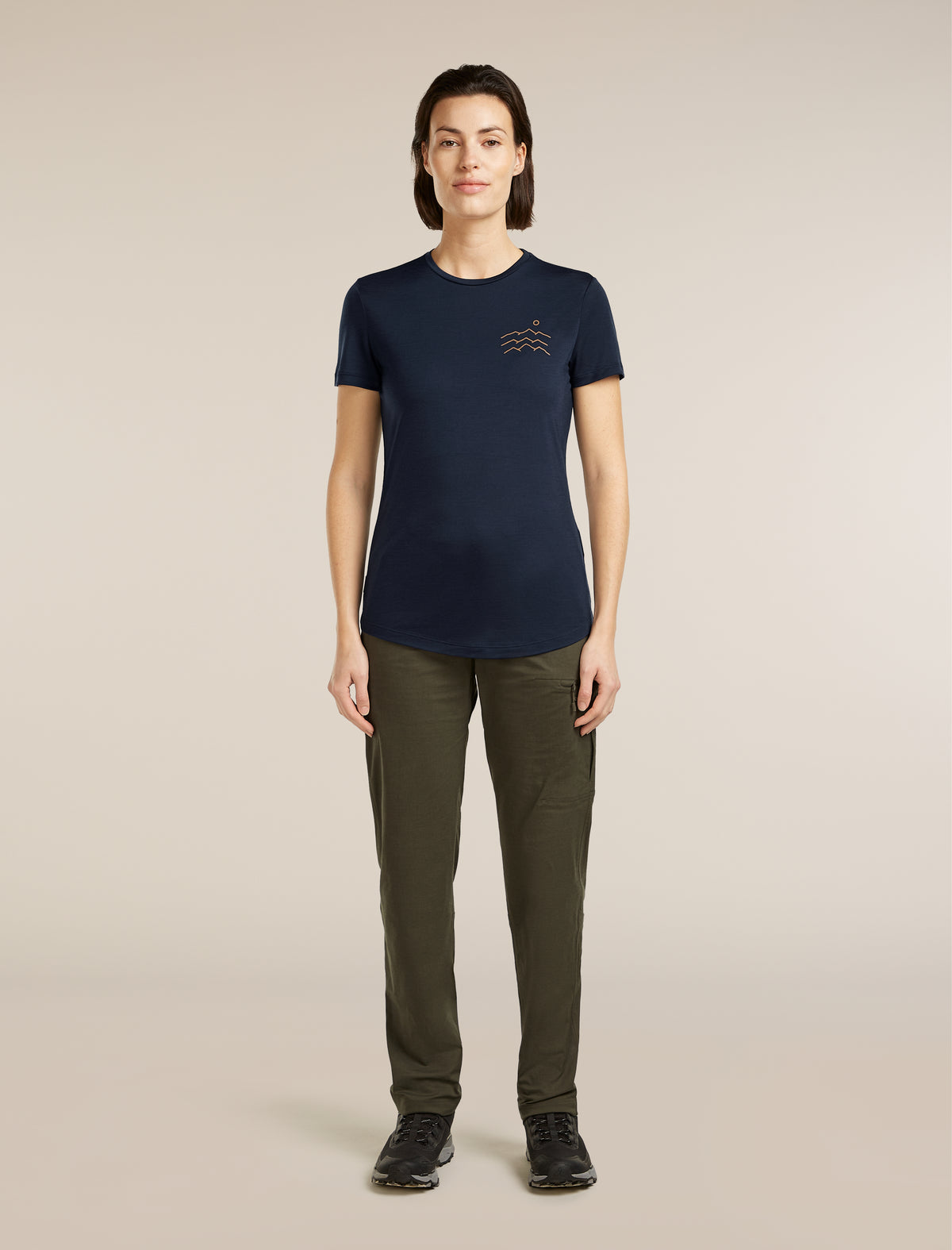 Women's Merino Blend 125 Cool-Lite™ Sphere Short Sleeve Tee Across The Peak Midnight Navy - 3