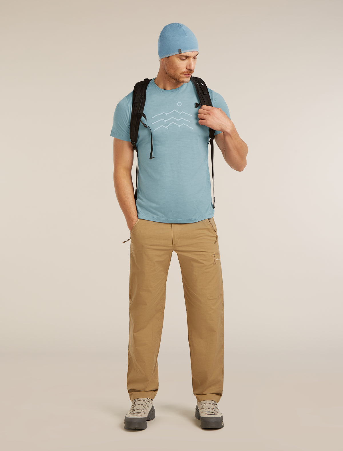 Men's Merino Blend 125 Cool-Lite™ Sphere Short Sleeve Tee Across The Peaks Flint Blue - 4