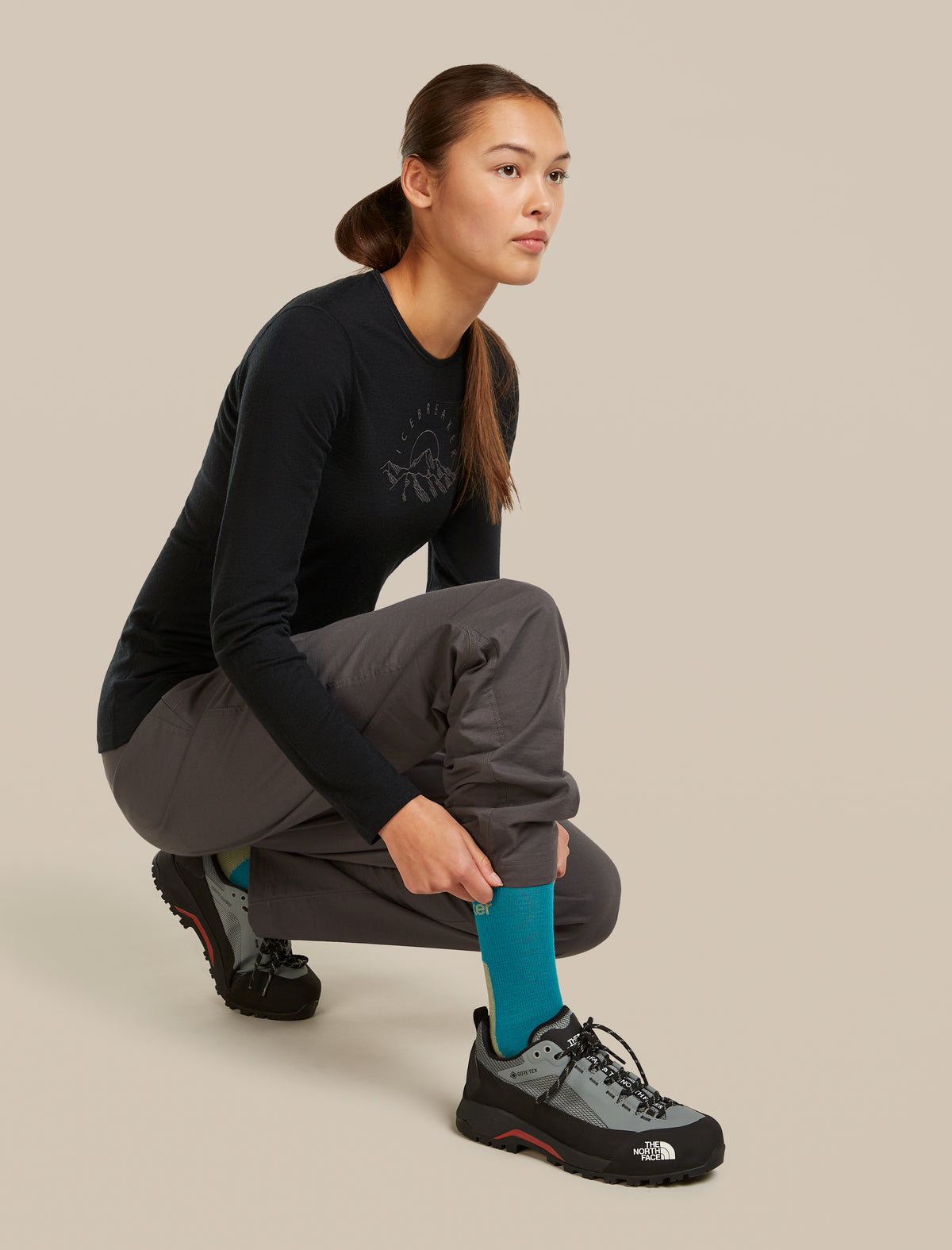 Women's Merino Hike+ Light Crew Socks Tidal Teal/Lichen - 4