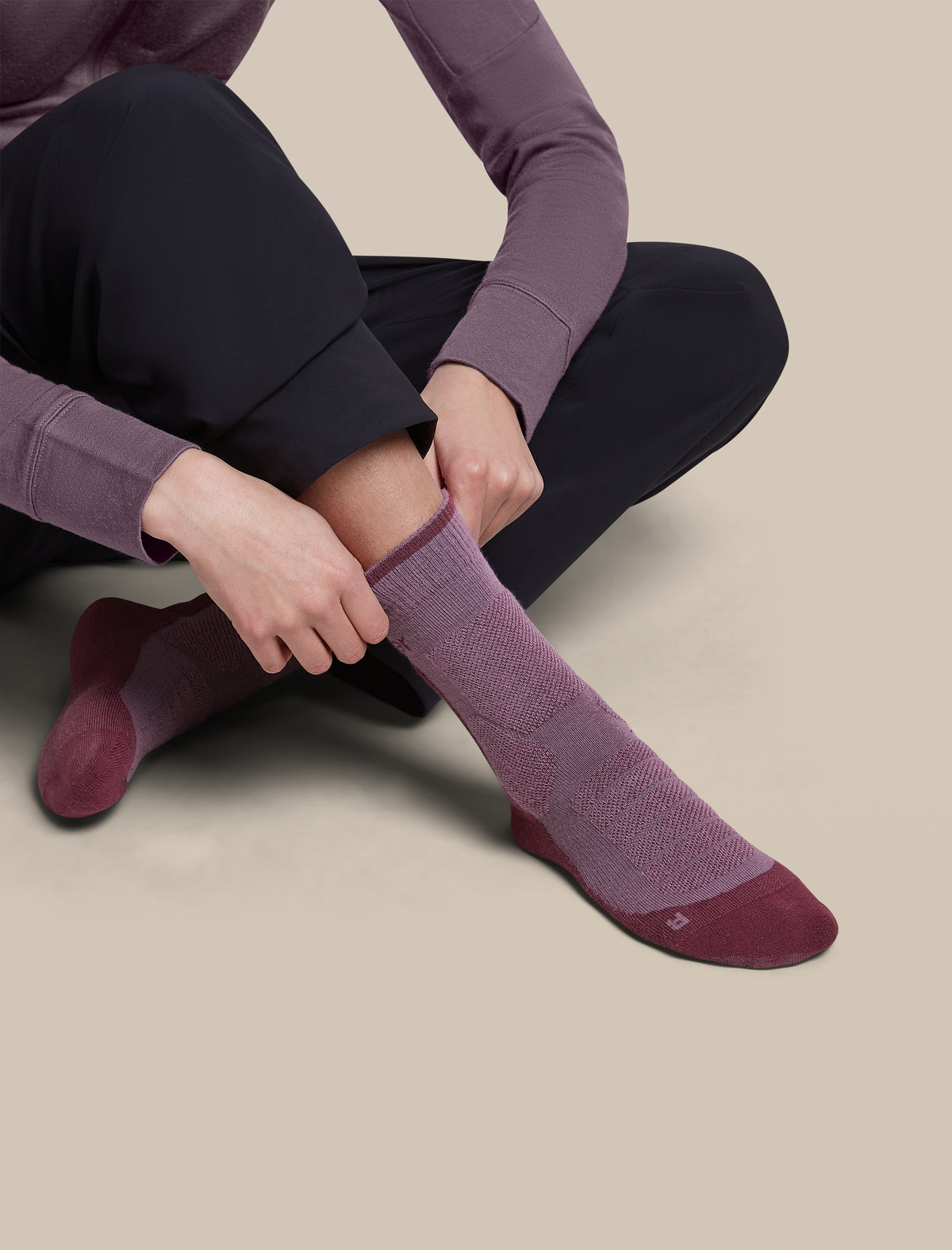 Slippers Heavy Women's Merino Hike+ Heavy Crew Socks | icebreaker Grey Plum/Dark Berry