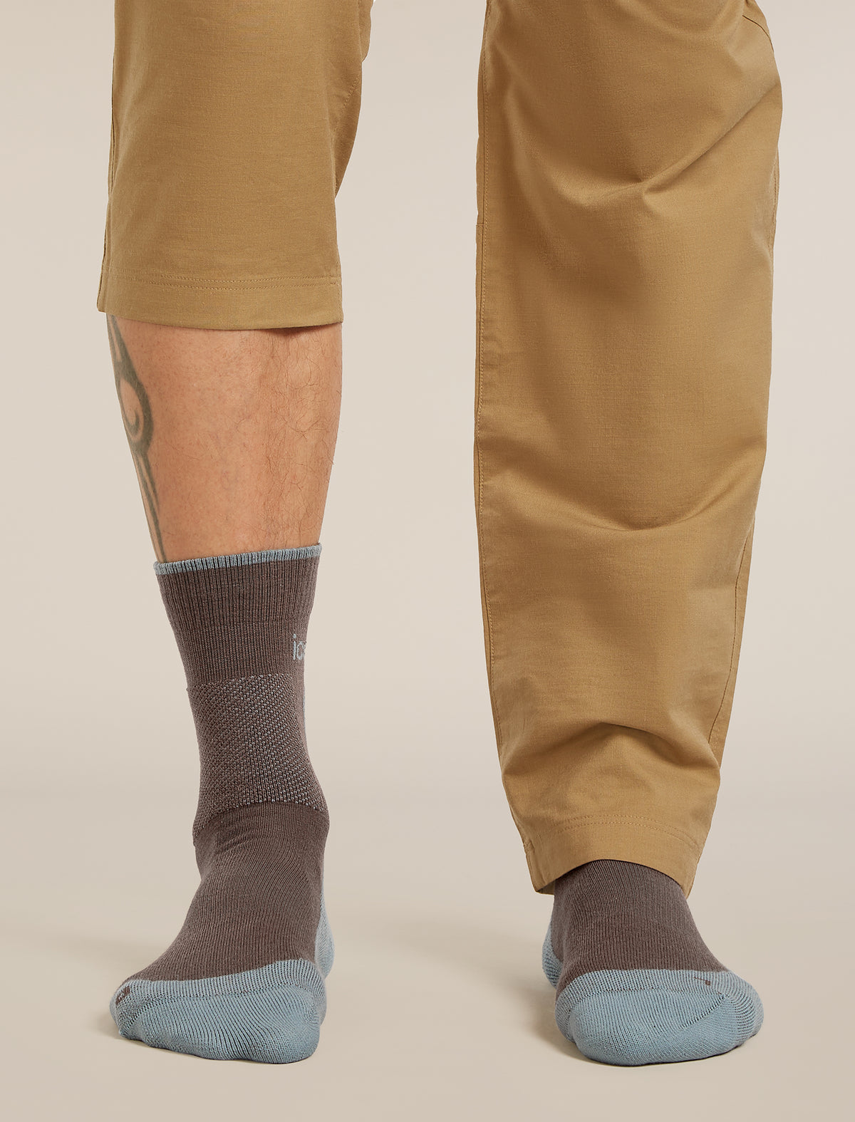 Men's Merino Hike+ Medium Crew Socks Porcini/Flint Blue - 3